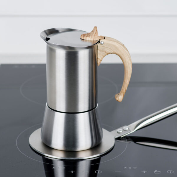 Wooden handle Stainless steel Coffee Moka Pot - Image 2