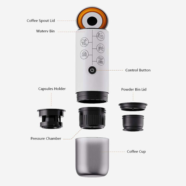 Portable Capsule Coffee Maker 120ml Black White - Image 5